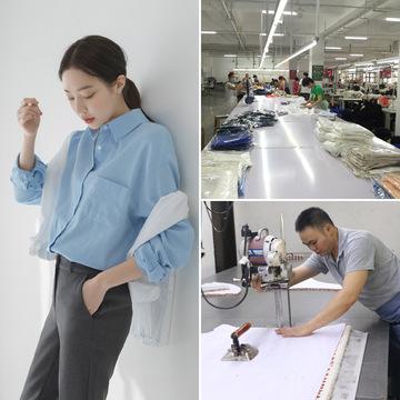 淘工厂女装订单加工韩版原宿简约斜纹棉女衬衫来图来样批量定制